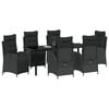 vidaXL Set da Pranzo per Giardino con cuscino 7 pcs Nero polyrattan