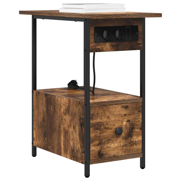 vidaXL Armadio da Notte Rovere fum&eacute; 60 x 30 x 61 cm Legno multistrato