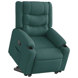 vidaXL Poltrona Alzapersona Reclinabile Verde Scuro in Tessuto