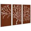 vidaXL Decorazioni Muro Giardino 3pz 105x55 cm Albero Acciaio Corten