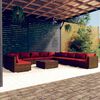 vidaXL Set Divani da Giardino 12 pz con Cuscini Marrone in Polyrattan