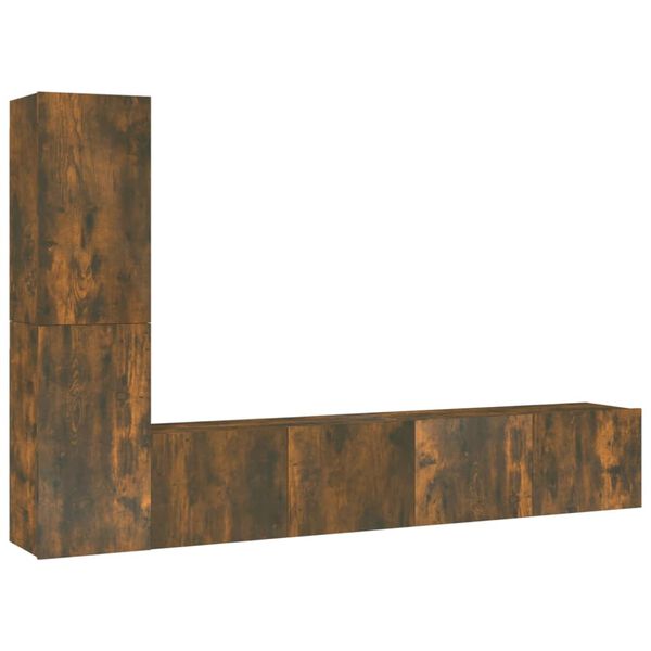 vidaXL Set di Mobili Porta TV 4 pz Rovere Fumo in Legno Multistrato