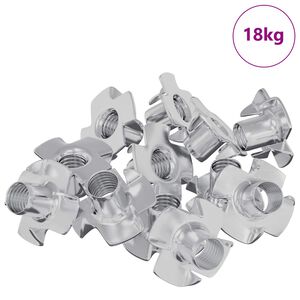 vidaXL T-nut con punte 7200 pcs Argento M6 mm Acciaio