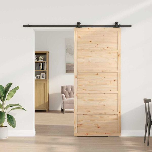 vidaXL Porta scorrevole Naturale 100 x 208 cm Pino massello