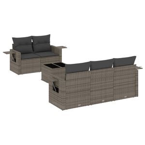 vidaXL Set Divano da Giardino 6 pz con Cuscini Grigio in Polyrattan