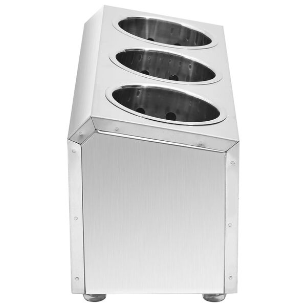 vidaXL Portaposate con 3 Inserti Rettangolare in Acciaio Inox