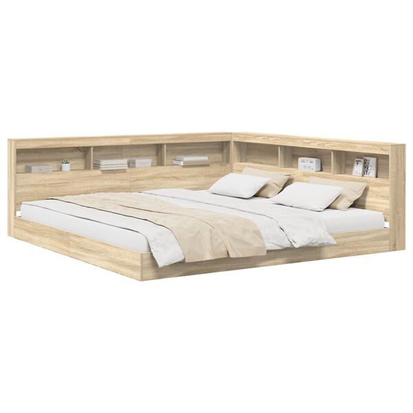 vidaXL Letto Libreria rovere sonoma 180 x 200 cm Legno multistrato