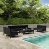 vidaXL Set Divani da Giardino 10 pz con Cuscini in Polyrattan Nero