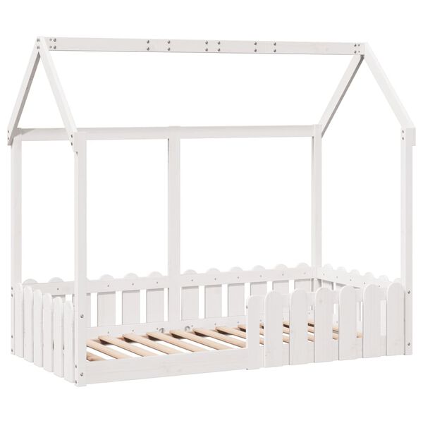 vidaXL Giroletto Casetta Bambini Bianco 80x160 cm Legno Massello Pino