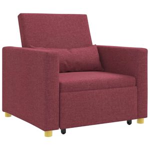 vidaXL Divano letto estraibile singolo Rosso vino 90 x 165 x 87 cm