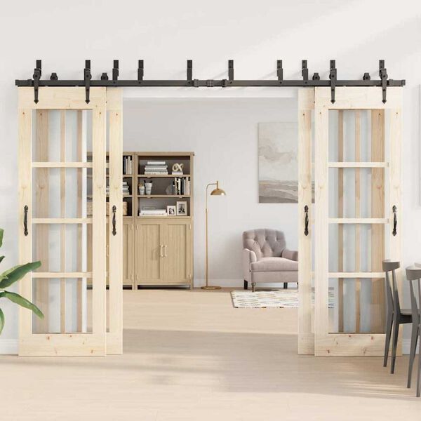 vidaXL Kit di Binari per Porte Scorrevoli 305 cm Acciaio Nero