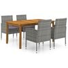 vidaXL Set Mobili da Pranzo per Giardino 5 pz Grigio