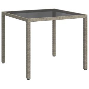 vidaXL Tavolo Giardino 90x90x75 cm Vetro Temperato e Polyrattan Grigio