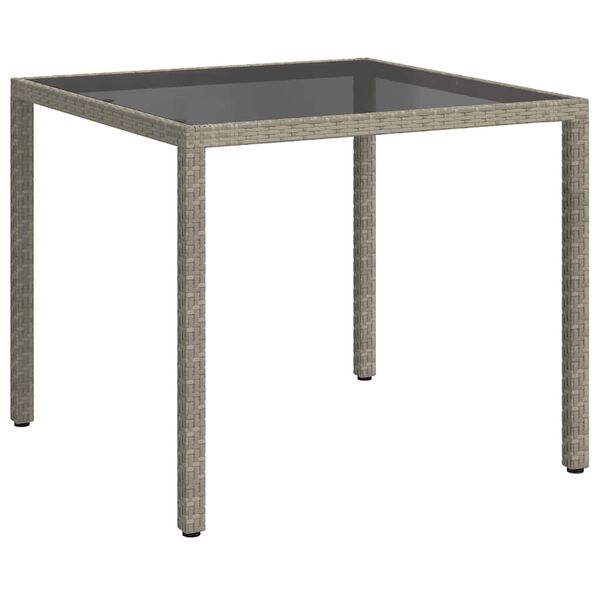 vidaXL Tavolo Giardino 90x90x75 cm Vetro Temperato e Polyrattan Grigio