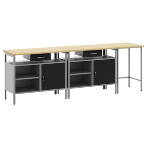 vidaXL Set banco da lavoro 3 pz Rosso e Grigio