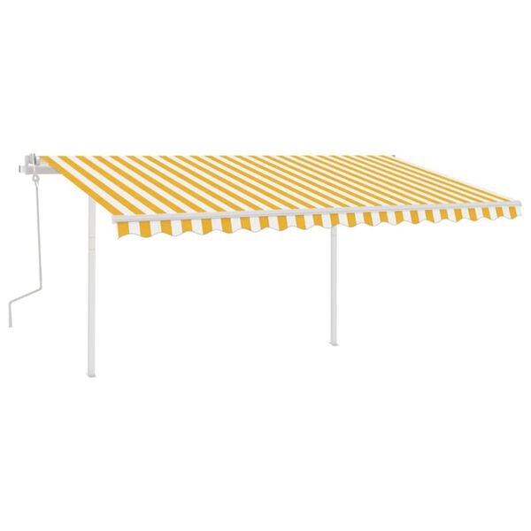 vidaXL Tenda da Sole Retrattile Manuale con LED 4x3,5 m Gialla Bianca