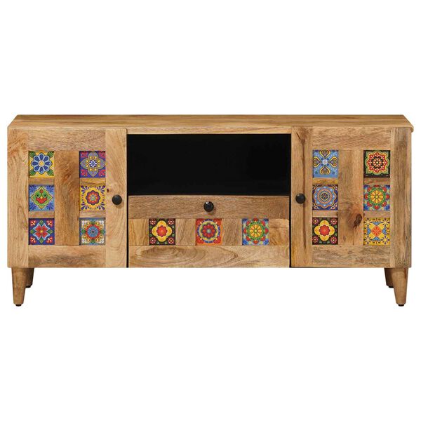 vidaXL Mobile TV Naturale 105 x 33,5 x 46 cm Legno di mango massello