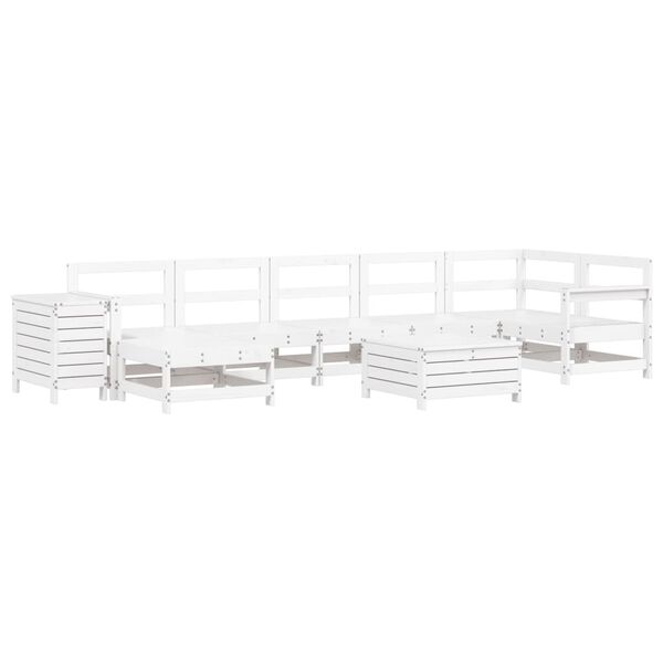 vidaXL Set Divani da Giardino 9 pz Bianco in Legno Massello di Pino