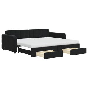 vidaXL Divano Letto Estraibile con Cassetti Nero 90x200 cm in Velluto