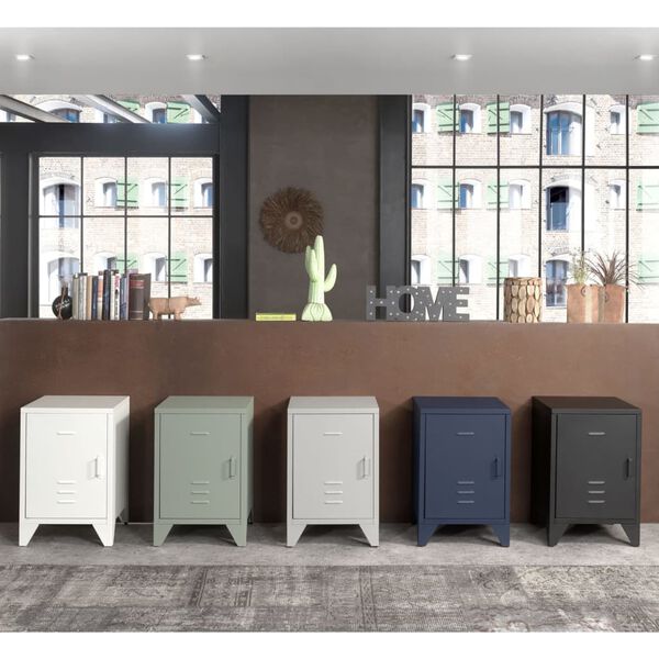 Vipack Comodino Bronxx con Anta Blu Opaco in Metallo