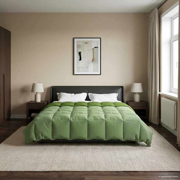 vidaXL Duvet Estivo Trapuntato Verde 200 x 200 cm Microfibra