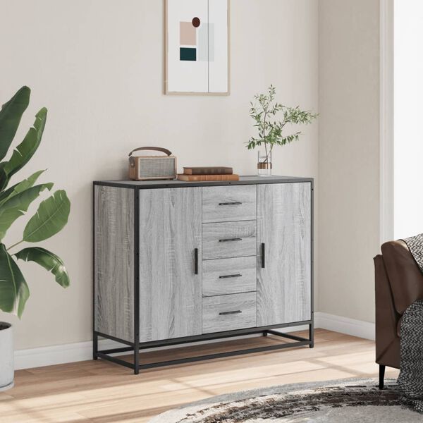 vidaXL Credenza Grigio Sonoma 92x35x76 cm in Legno Multistrato