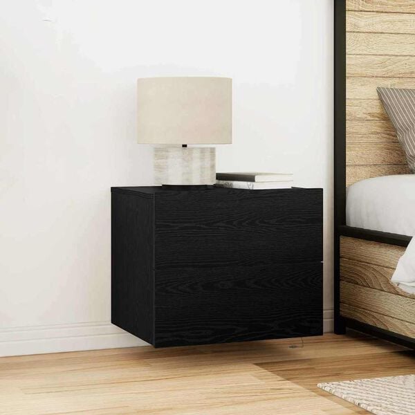 vidaXL Armadio da Notte Rovere Nero 50 x 39 x 41 cm Legno multistrato