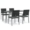 vidaXL Set Pranzo da Giardino 5pz con Cuscini in Polyrattan e Acciaio