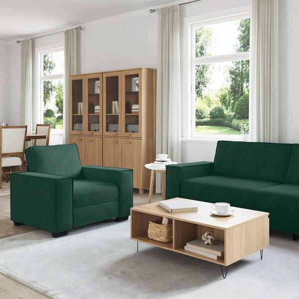 vidaXL Set di Divani 3 pz con Cuscini Verde scuro in Velluto