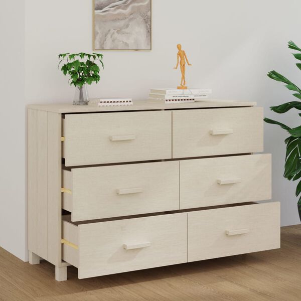 vidaXL Credenza HAMAR ambra 113x40x80 cm in Legno Massello di Pino