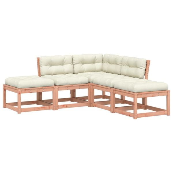 vidaXL Set Divani Giardino 5 pz con Cuscini Legno Massello di Douglas