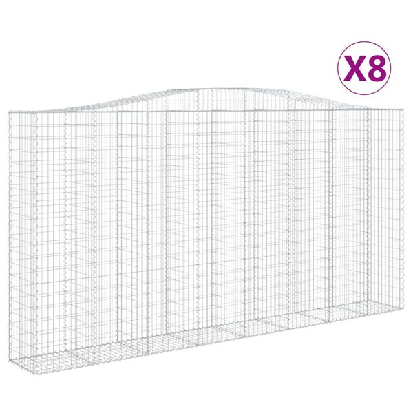 vidaXL Cesti Gabbioni ad Arco 8 pz 400x50x200/220 cm Ferro Zincato