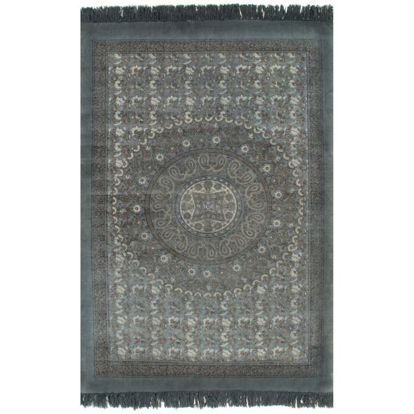 vidaXL Tappeto Kilim in Cotone 120x180 cm con Motivi Grigi