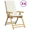 vidaXL Sedie da Giardino Reclinabili 4 pz Cuscini Bianco Crema Bamb&ugrave;