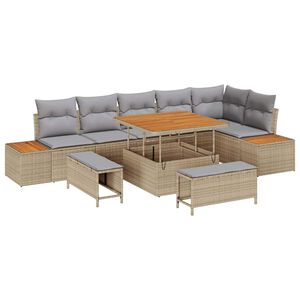 vidaXL Set Divano da Giardino 9 pcs Beige polyrattan