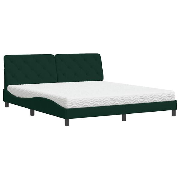 vidaXL Letto con Materasso Verde Scuro 180x200 cm in Velluto