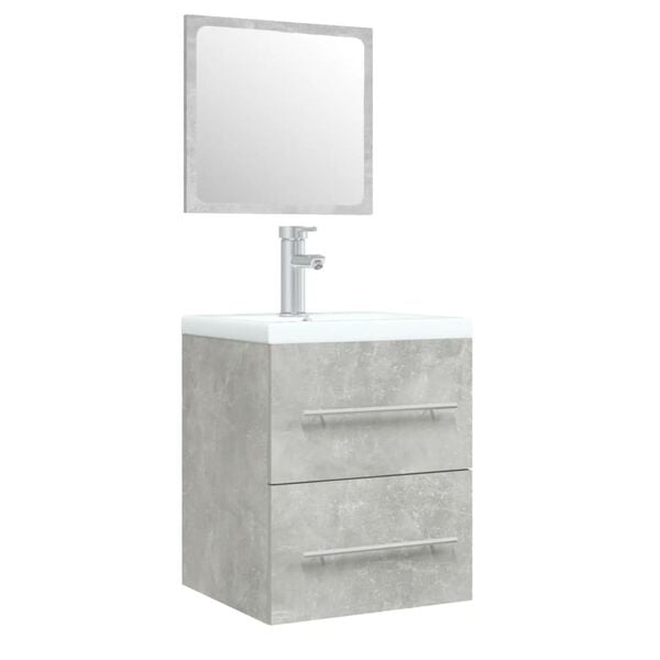 vidaXL Mobile Bagno Lavabo Integrato Grigio Cemento Legno Multistrato