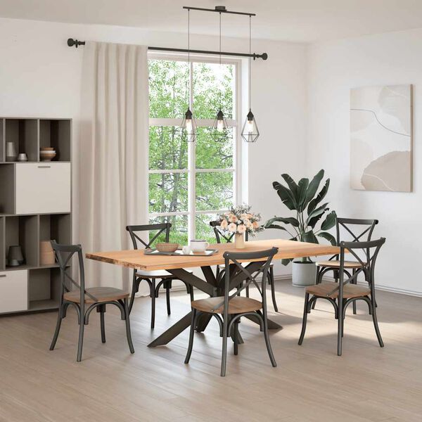 vidaXL Gamba per Tavolo da Pranzo a Forma di Ragno Nero 150x78x(72-73) cm Acciaio