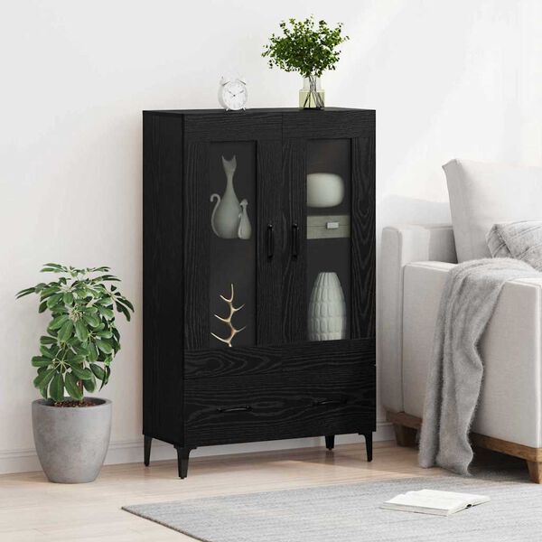 vidaXL Credenza con cassetto Rovere Nero 70 x 31 x 115 cm