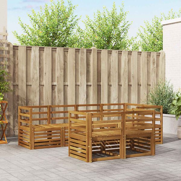 vidaXL Set divani 7 pcs Naturale Legno di Acacia Massello