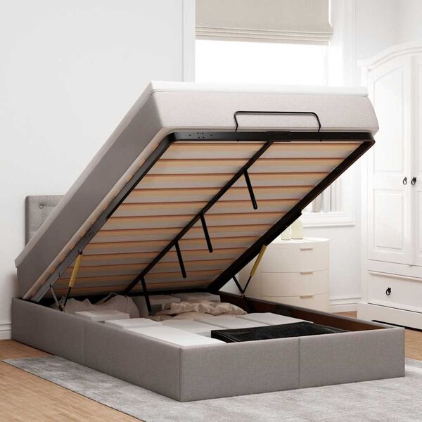 vidaXL Struttura Letto Pouf con Materasso Tortora 120x200cm in Tessuto