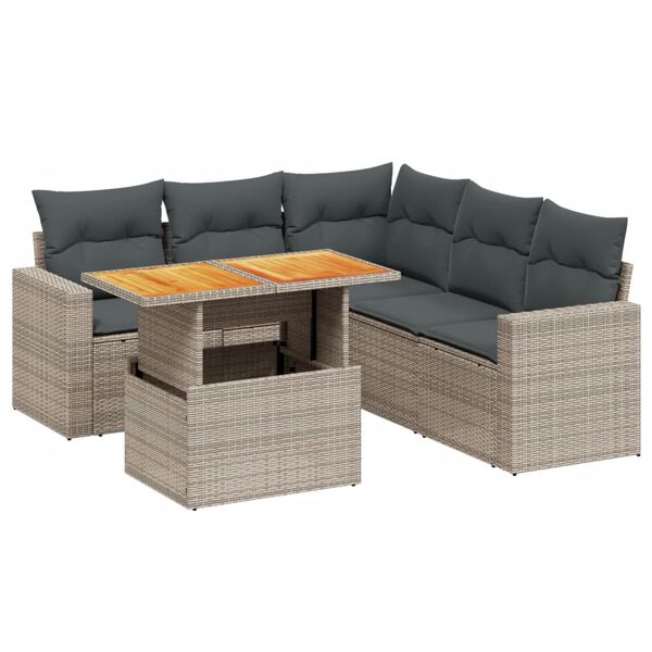 vidaXL Set Divano da Giardino 6 pz con Cuscini Grigio in Polyrattan
