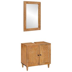 vidaXL Set di mobili per il bagno 2 pz Marrone 62 x 33 x 58 cm