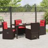 vidaXL Set da Pranzo per Giardino 5 pcs Marrone Poly Rattan