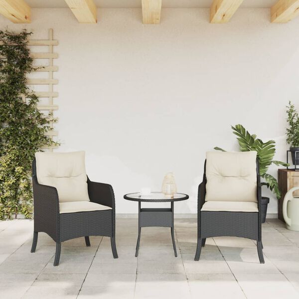 vidaXL Sedie da Giardino con Cuscini 2 pz Nere in Polyrattan