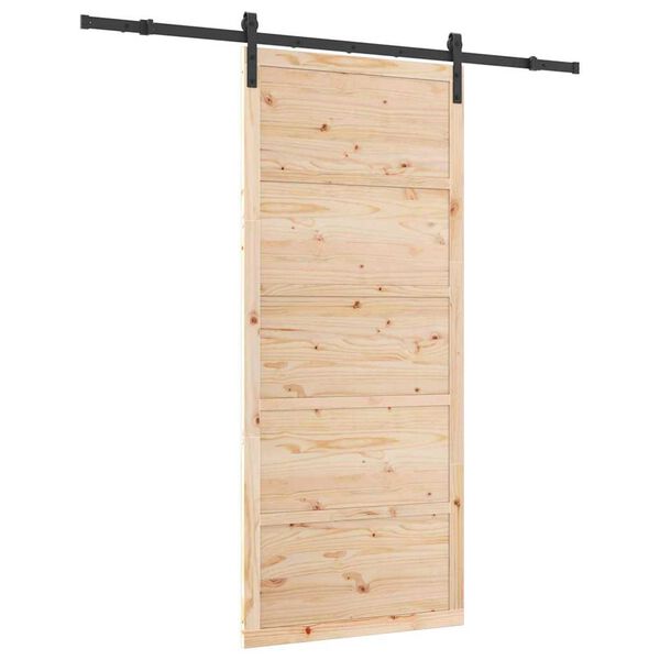 vidaXL Porta scorrevole Marrone 90 x 208 cm Pino massello