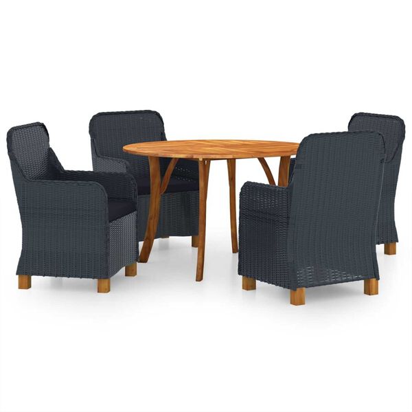 vidaXL Set Mobili da Pranzo per Giardino 5 pz Grigio Scuro