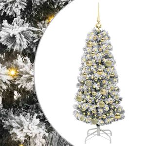vidaXL Albero di Natale Artificiale con Rami Pieghevoli Verde e Bianco