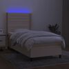 vidaXL Letto a Molle con Materasso e LED Crema 100x200cm in Tessuto