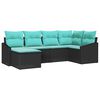 vidaXL Set di divani con cuscino 6 pcs Nero polyrattan